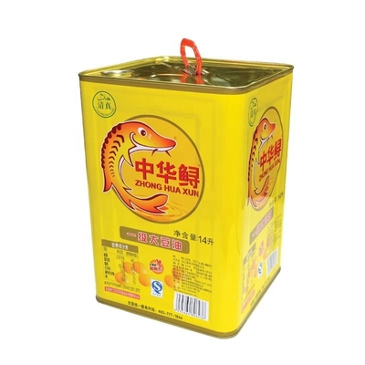 Buy DADI 14L Square Food Oil Can CMYK PMS UV Printed Mustard Oil Tin Container with Handle online manufacture