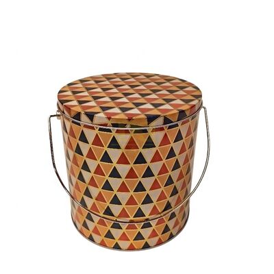 kopen Guangdong Vintage stijl bedrukte blikken emmer handvat en deksel Voedselveilige metalen bus voor snoepopslag Herbruikbare decoratieve verpakking online manufacture