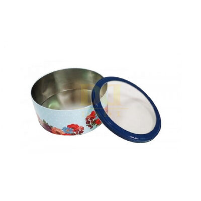 Buy Low Profile Circular Tin Vintage Lid Biscuit Box 360 Degree Visible Round Tin for Kitchen Organizer Herb Storage Snack Container online manufacture