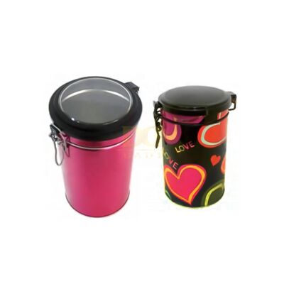 Buy Clasp Closure Secure Latch Victorian Style Ventilated Metal Can Dual Antique Cylindrical Container for Chocolate Coffee Beans online manufacture