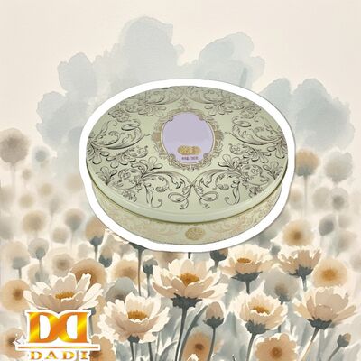 Buy Custom Emboss Round Tin Box for Cookie Biscuit Gold Metallic Silver Color online manufacture