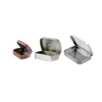 Beli Custom Logo Embossed Matte Varnish Hinge Tin Box dengan Window Mint Gum Portable Metal Packaging Mini Tinplate Box Packing online manufacture