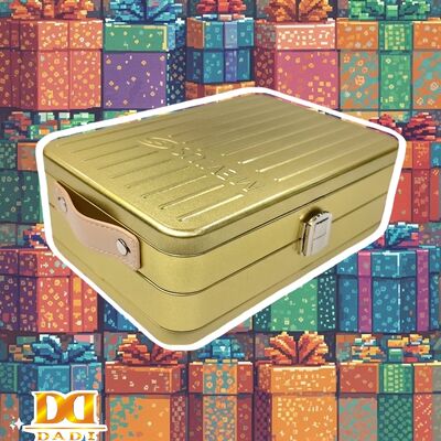 comprar Caixa de presente de Natal de qualidade alimentar de 2025 Snack Cookie Toy Tin Box com alça e fechadura de PU online manufacture