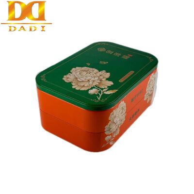 comprar Caixa de lata de bolo lunar de camada dupla personalizada, design especial, caixa retangular de metal para biscoitos, bolos, lanches, biscoitos online manufacture