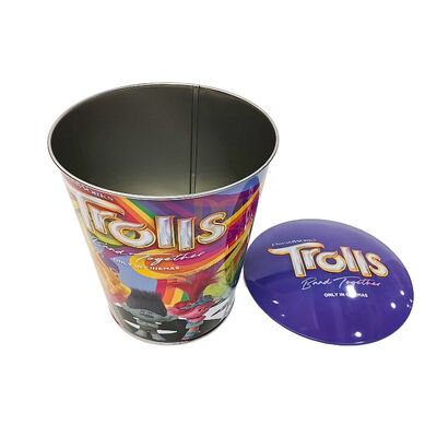 comprar Venda direta de fábrica Copo de pipoca reutilizável Balde de metal Superfície de tema personalizado Festival Filme Desenho animado Souvenir Embalagem de lata online manufacture