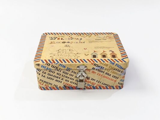 Buy Vintage Yellow Metal Tin Box with Custom Logo Printing - Rectangular Storage Tin for Gifts and Collectibles online manufacture