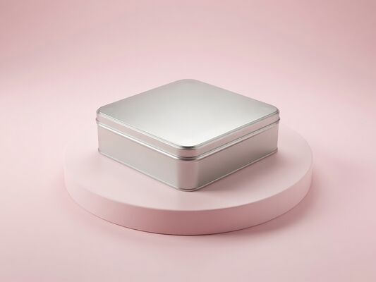 خرید طراحی سفارشی جعبه قلع فلزی نقره ای مربعی بدون چاپ - بسته بندی ذخیره سازی هدیه ممتاز اسنک کیک بیسکویت شکلاتی online manufacture