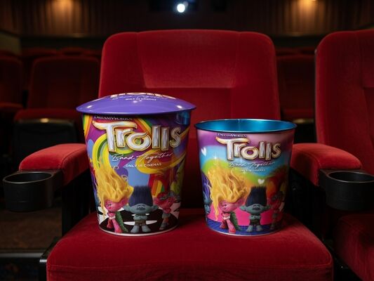 Beli Ember Timah Popcorn Logam Dadi yang Dapat Digunakan Kembali dengan Tutup Penyimpanan Desain Khusus Tahan Lama untuk Malam Film Makanan Ringan Popcorn online manufacture
